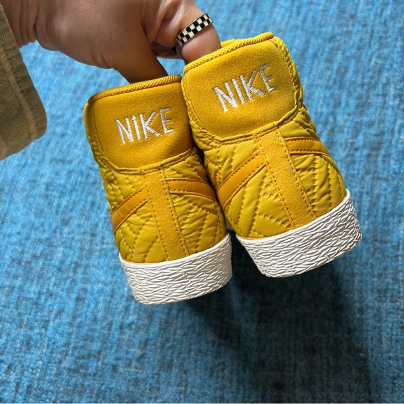 Nike Blazer Mid Quilted Sneakers in Mustard Yellow White - Picture 7 of 9